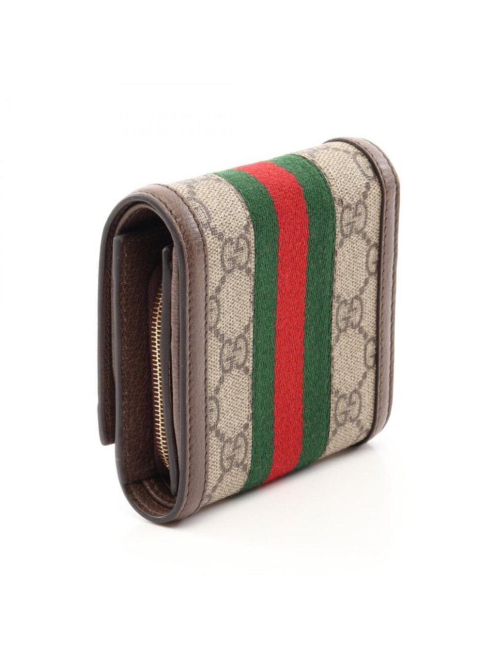Gucci Bifold Wallet Ophidia GG Sherry Line Beige Brown Green Leather - Picture 2 of 8